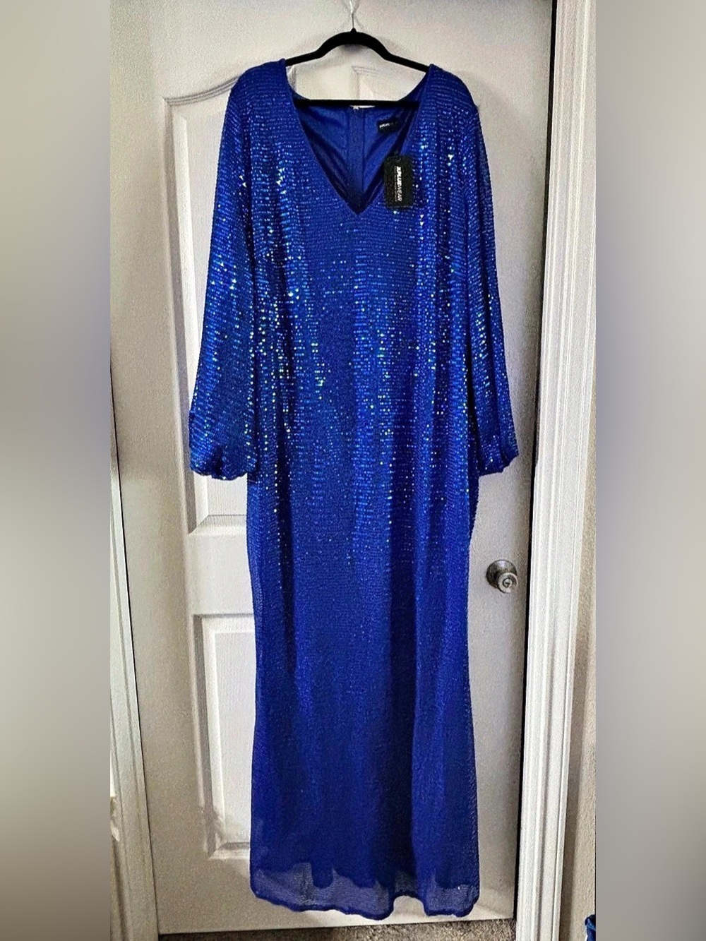 XPLUSWEAR Sequin Maxi Dress in Blue 4XL NWT